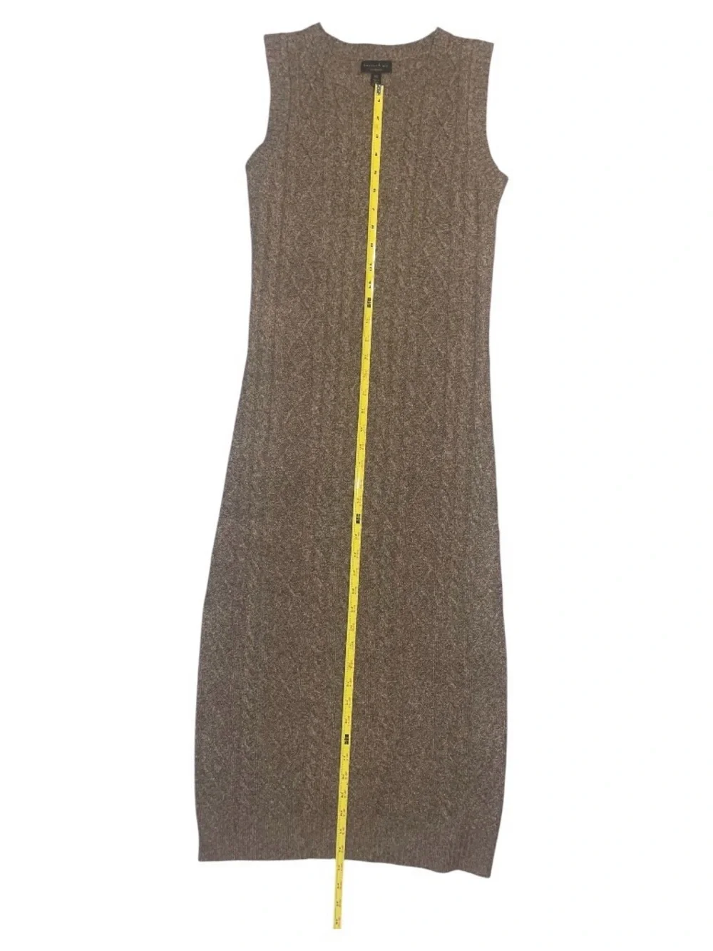 Current Air Sleeveless Cable-Knit Maxi Midi Dress in Brown